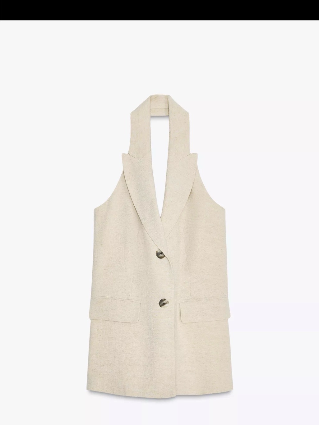 Zara Cream Halter Collar Long Vest